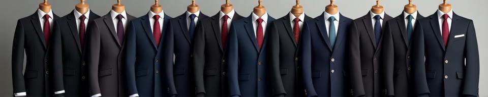 Showcase of various tailored suits